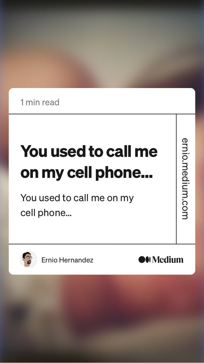 “You used to call me on my cell phone…” by Ernio Hernandez
medium.com/poetry-after-d… #Writers say what? She meant that.