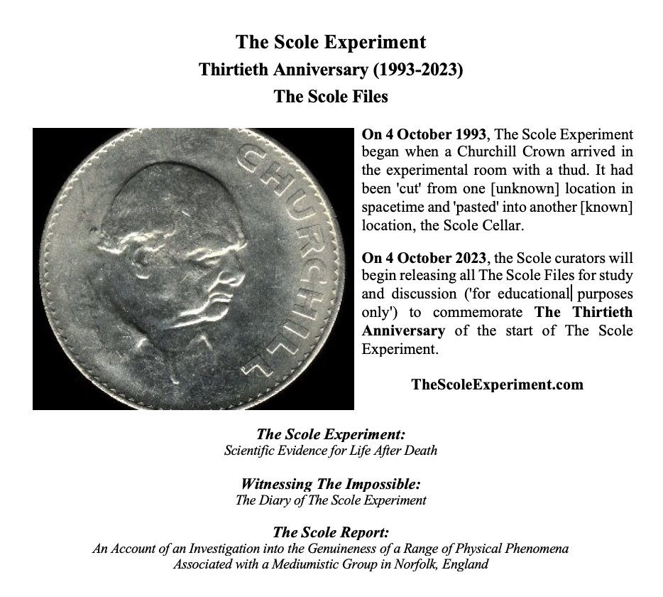 Today, 04 Oct 2023, is The Thirtieth Anniversary of the start of The Scole Experiment (1993-2023).

We will post updates to The Scole Files here on X, The Scole Blog, and on Facebook.
thescoleexperiment.com/the-blog.html

Please repost updates to help us spread knowledge of Scole.

@SPR1882