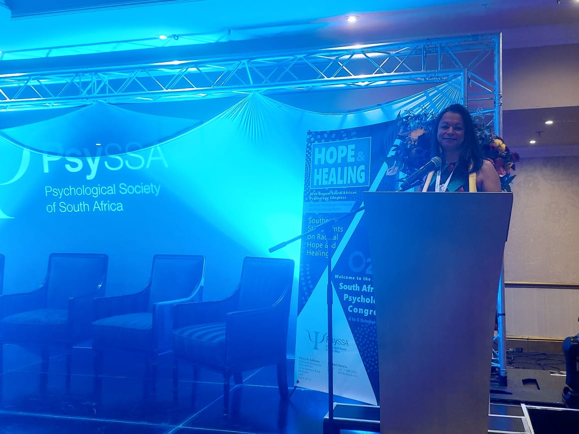 PsySSA_'s tweet photo. And we've started.

Prof Floretta Boonzaier's Presidential Address highlights that the theme for this year's congress, #HopeAndHealing, is inseparably linked to broader social action which responds to the complex realities of all humanity. #27thpsyssacongress https://t.co/xoePrhCDvu