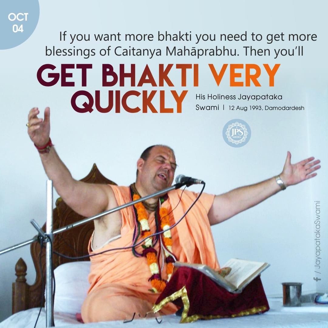 JayapatakaSwami's tweet photo. If you want more bhakti you need to get more blessings of Caitanya Mahāprabhu. Then you’ll get bhakti very quickly.
#krishna #jayapatakaswami #bhaktiyoga #krishnaconsciousness #bhakti #vedicknowledge #love https://t.co/whKtZ76wbt