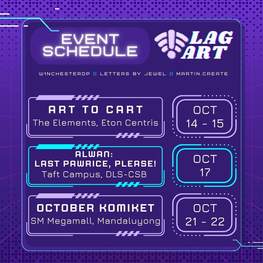 _LAGart_'s tweet photo. Hey everyone! here are the events we are having a booth on! It's going to be jam-packed this October and November!

See you there! https://t.co/XXtdlubgPA