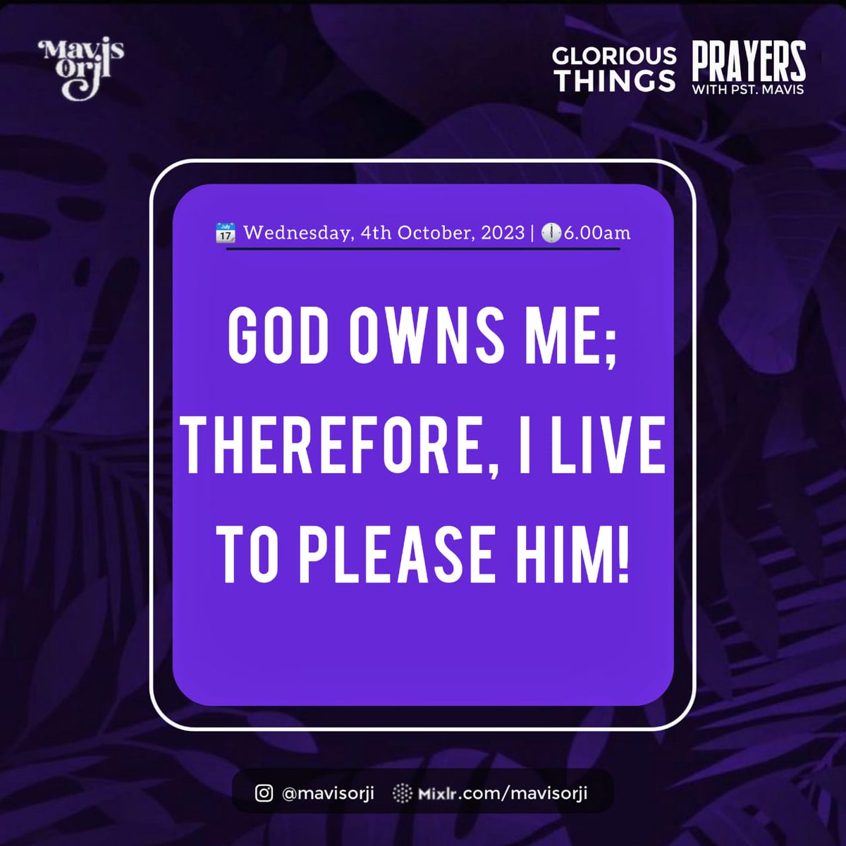 pmavisorji's tweet image. You have been bought with a price, you are not your own!
Therefore live your life to please your father in heaven.
You are strengthened for this in Jesus name.