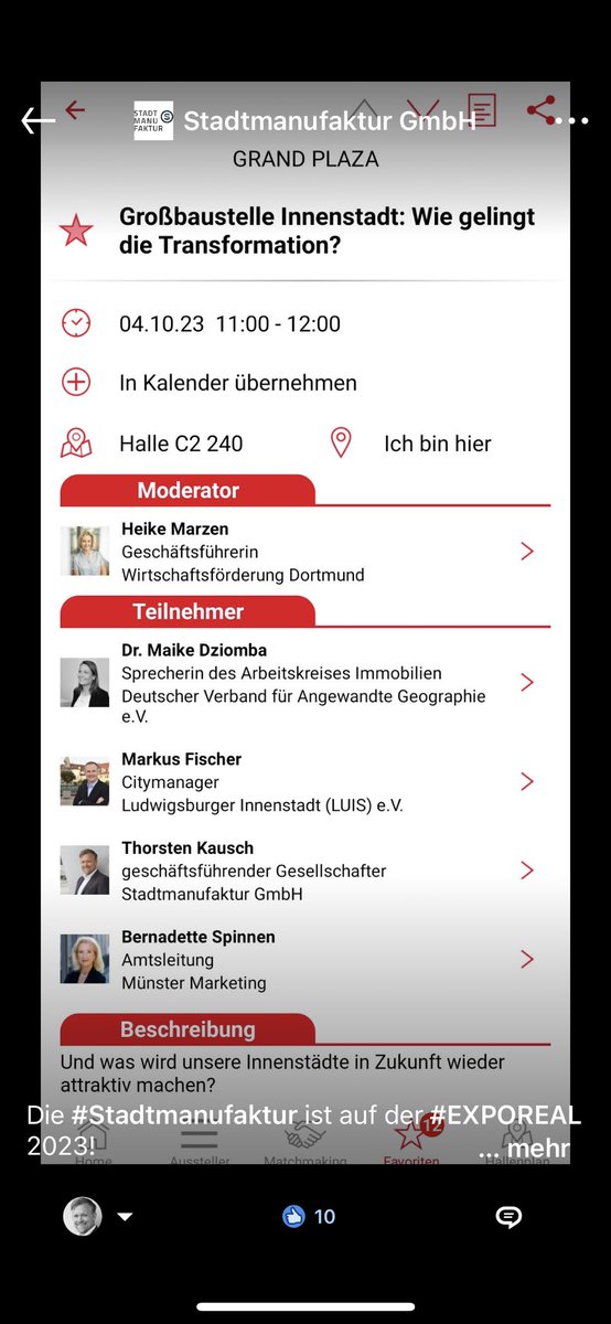 Panel-Diskussion auf der #Grandplaza der <a href="/EXPOREAL_Munich/">EXPO REAL</a> zum Thema „Großbaustelle Innenstadt: Wie gelingt die Transformation?“ Es geht um das Herz einer Stadt, das zukünftig nur im Zusammenspiel aus klimaeffizienter Planung und Aktivierung stadtgesellschaftlicher Kräfte gelingt.