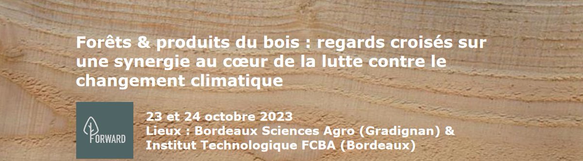 📢Les 23 &amp; 24 octobre, le Réseau de Recherche International France-Québec #FORWARD, avec #ETTIS et @INRAE_BIOGECO de <a href="/INRAE_NA_BDX/">INRAE Nouvelle-Aquitaine Bordeaux</a> 
proposent un séminaire entre acteurs et entre
disciplines sur les enjeux du #continuum #forêt-bois 🌳Plus d'infos👇
bit.ly/46DabAr