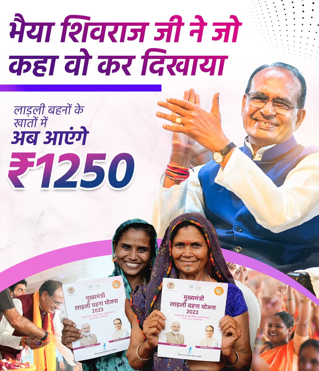 मुख्यमंत्री श्री <a href="/ChouhanShivraj/">Shivraj Singh Chouhan</a> द्वारा आज लाड़ली बहनों को बढ़ाकर ₹1250 की किस्त का सिंगल क्लिक से बैंक खाते में अंतरण 

🗓️4 अक्टूबर 2023
🕧अपराह्न 12:30 बजे 
📍बुरहानपुर

#मुख्यमंत्री_लाड़ली_बहना_योजना 
#JansamparkMP
<a href="/CMYIP_/">Chief Minister’s Youth Internship Programme</a> 
<a href="/Connect_Lokesh/">Lokesh Sharma</a> 
<a href="/Iamanshulsaxena/">Anshul Saxena</a>