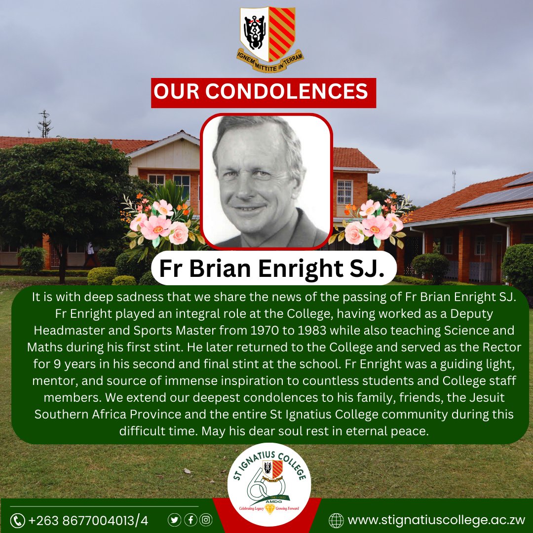 Our sincere condolences on the passing of the College's former Rector, Fr Brian Enright SJ. May his soul rest in eternal peace