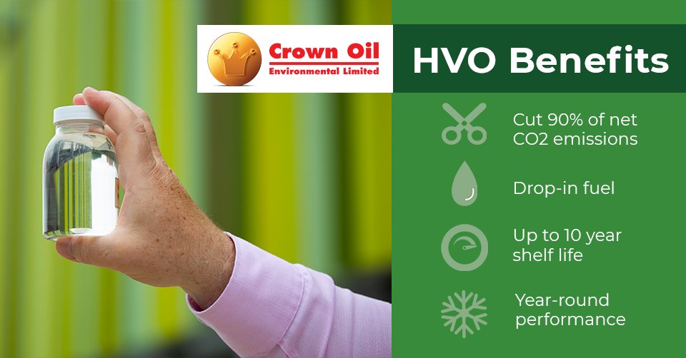 It’s time to move to a sustainable fuel. At Crown Oil Environmental, we can make your transition to HVO fuel simple and as non-disruptive as possible.

Learn more: bit.ly/41djYL4