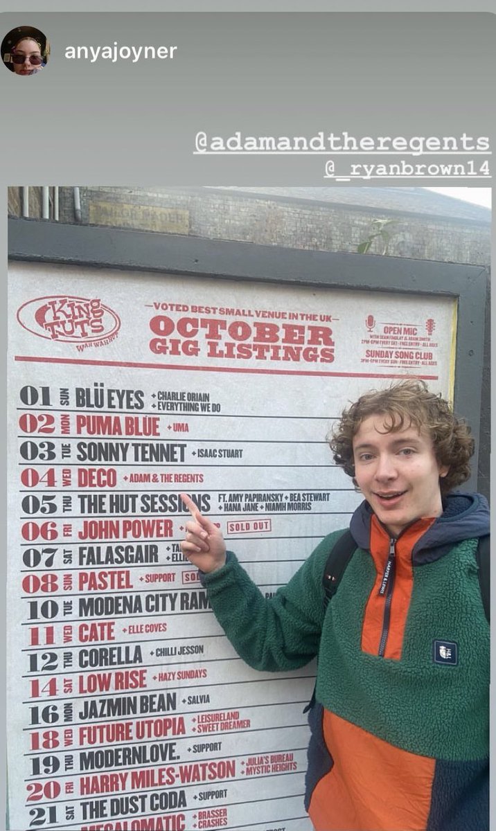 If you’re at a loose end and don’t have a Champions League match to go to 😉, you could do worse than to get along to <a href="/kingtuts/">King Tut's Wah Wah Hut</a> tonight and see my Bhoy <a href="/rjbroon15/">ryan</a> and his band Adam &amp; The Regents supporting Deco 💚