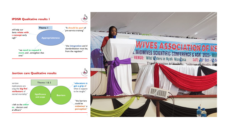 #MAK 8th annual Conference. Day 2, we continue #TransformigngMidiwfery; Evidence to Reality. @LSTMKenya shares results of Study on #MPDSR and #Abortion care competency gaps in preservice #midwifery curricula.