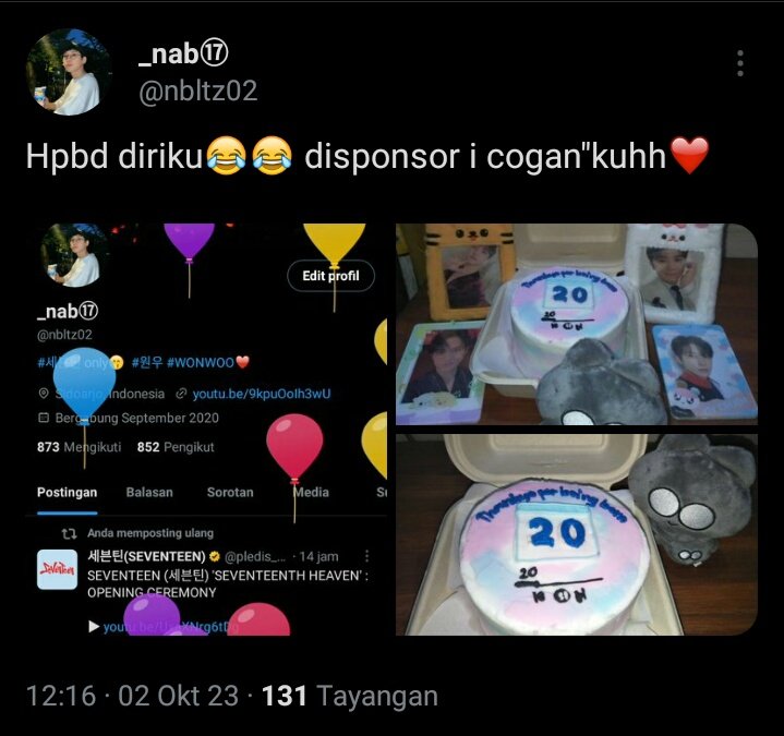 nbltz02's tweet photo. 🐱GIVEAWAY SPESIAL MY BIRTHDAY + JEONGHAN DAY😇

🎁 
• 1 unsealed album random
• 2 random album only
• 3 random official photocard

💍 rules
• Carat ina + Followers only
• Rt + Like
• Rep done + foto bias ter fav

📎 End tomorrow at 23.30 WIB https://t.co/Ce4TX3qxiZ