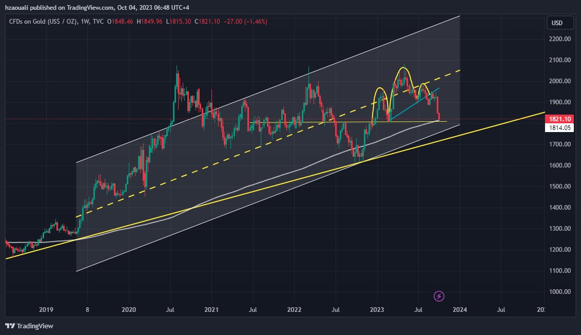 HamzaZ1979's tweet photo. Huge head and shoulders at play for Gold. https://t.co/pYCtLD1301