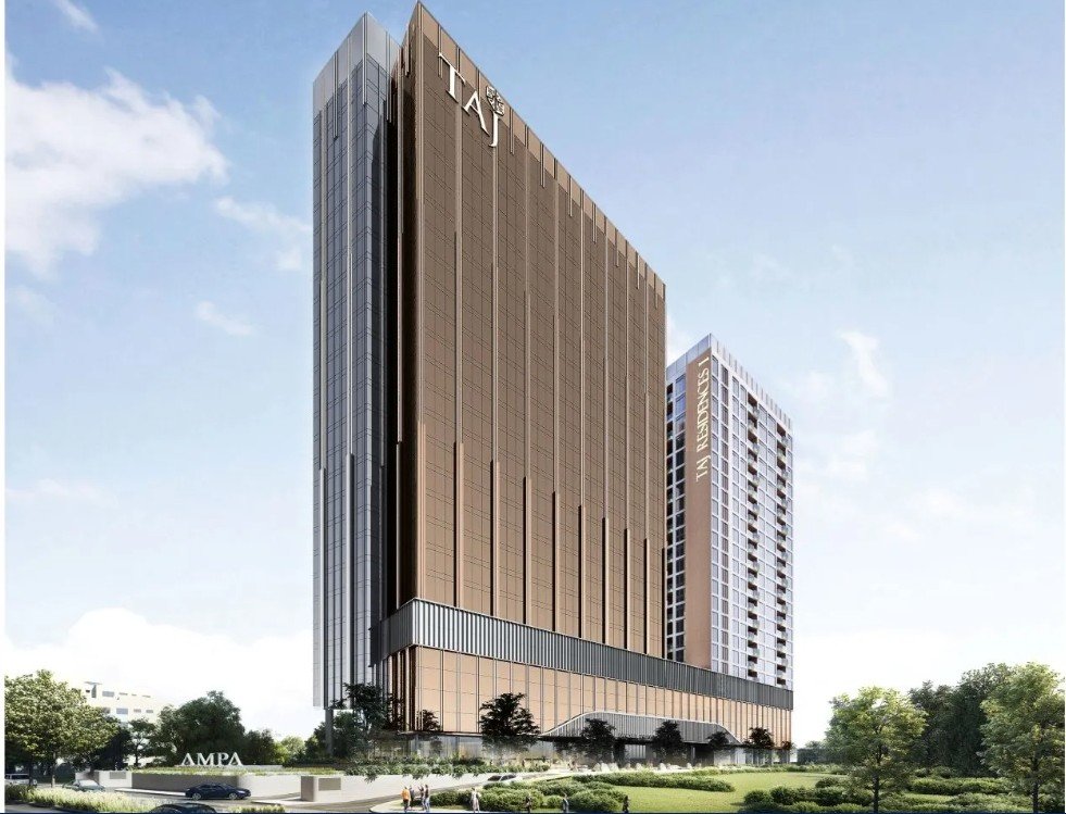The Taj AMPA Hotel and Residences, 3B+G+23 Floor, Mix use development of 235 Keys Hotel and 125 Branded apartment 2 building on 3.5 acres land parcel at Nelson Manickam Road, Aminjikarai, Chennai. Promoter: AMPA Group. Management: IHCL. Status: U/C. Facade: FCDPL.