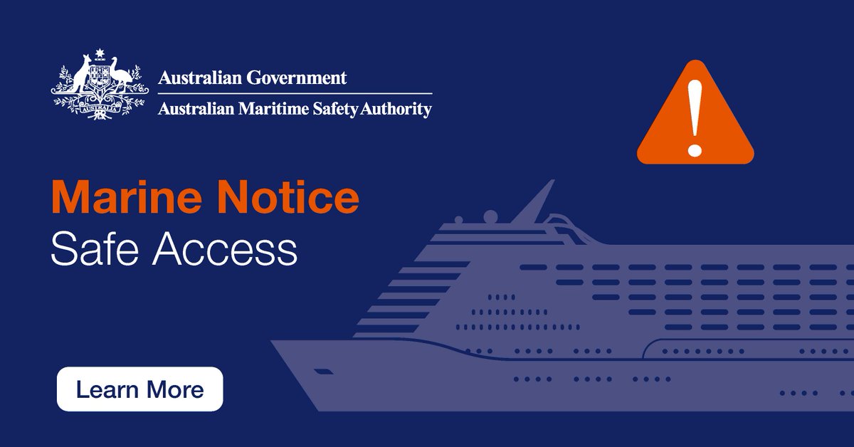 Embarking and disembarking a ship might seem routine, but complacency and disregard for safe access arrangements can risk serious injury or even death. 
Read more: ow.ly/cA0S50PSap5 

#Amsa #SafeSeas #Port #Seafarer #CleanSeas