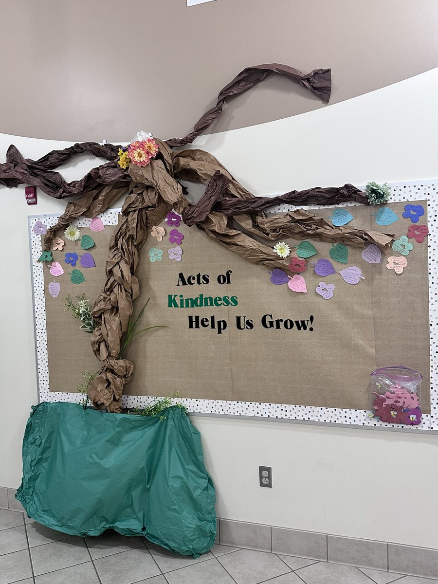 Culture and climate=school family. Our kindness tree and our bucket filler board are quick easy ways for our staff to recognize and give each other shout outs! #kckecc #schoolfamily #bettereveryday #kckps