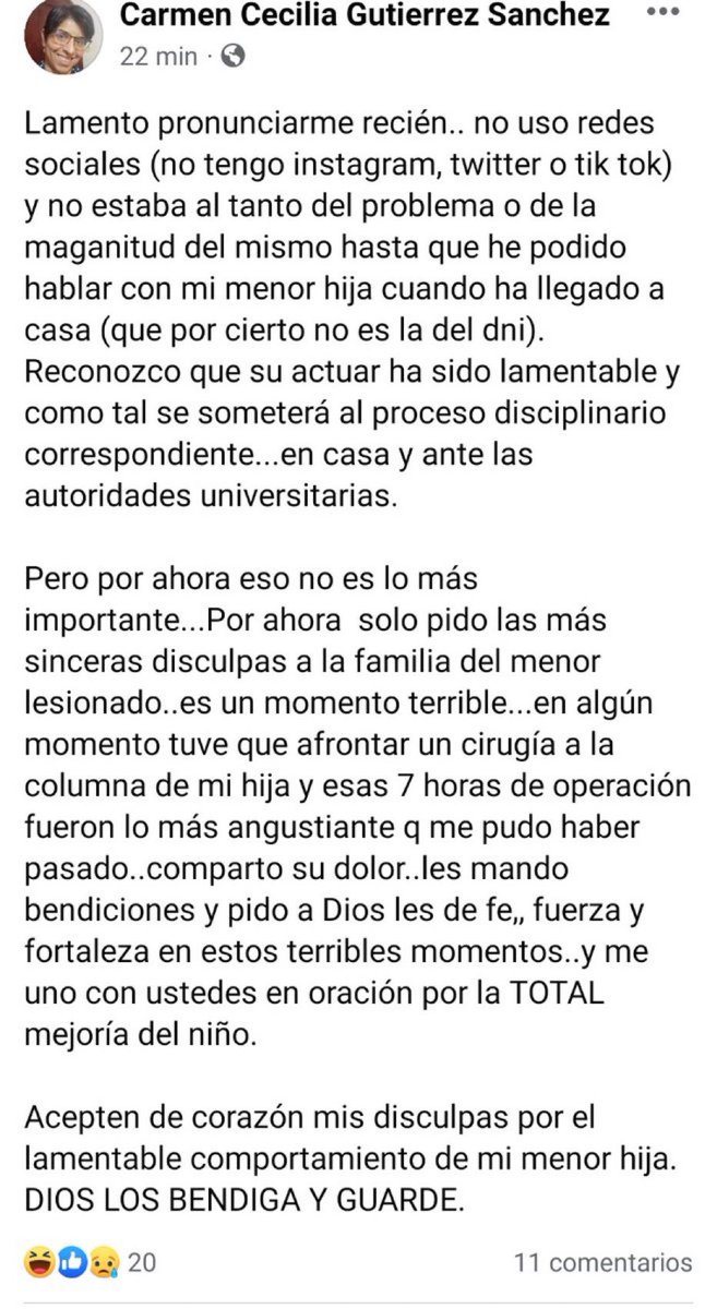 javiervl's tweet photo. @unchasqui Disculpas de la mamá en su face 🫠 🥑 https://t.co/wpecvWk1FA