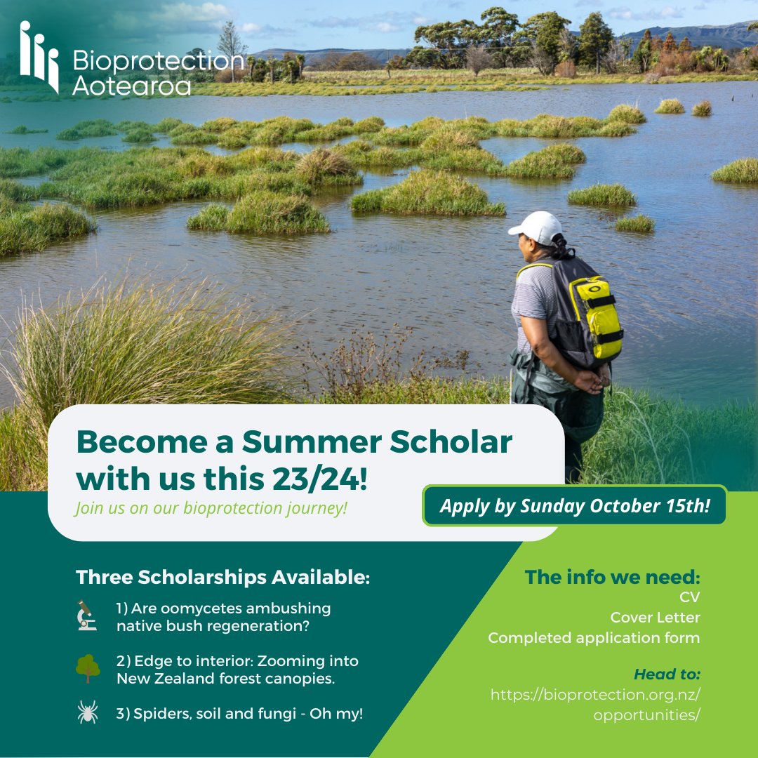 We have THREE great projects available for our summer scholarships this 23/24! Interested in bioprotection and want to contribute to one of these projects? Apply now!🌿

✅Find these opportunities here: 👉🏼 zurl.co/6GDn