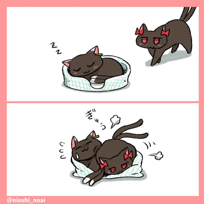 (再)猫ベッドで寝るお燐と橙 #東方