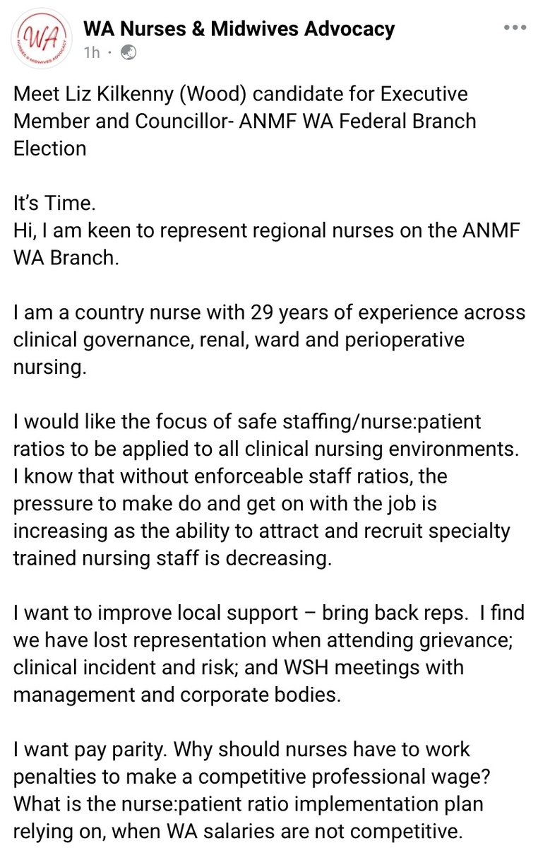 LizzyKilkenny's tweet photo. Complacency is eating away our nursing &amp; midwifery conditions and value - vote in our up coming ANMF WA Branch elections for strong leadership, governance and transparency. https://t.co/qSja512RKe