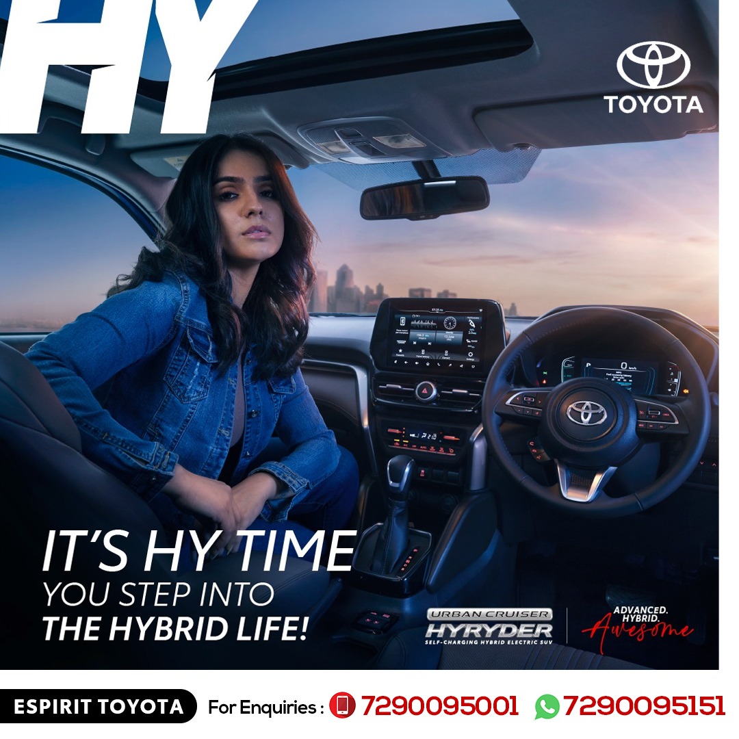 Style, comfort, and innovation – the Toyota Urban Cruiser #Hyryder🚘 has it all. Where will your next journey take you?
Book a test drive today!
#ToyotaIndia #ItsHYTime #UrbanCruiserHyryder
#ToyotaUrbanCruiser #PowerAndEconomy #Car #UnleashTheDrive #ToyotaPerformance #HybridCar