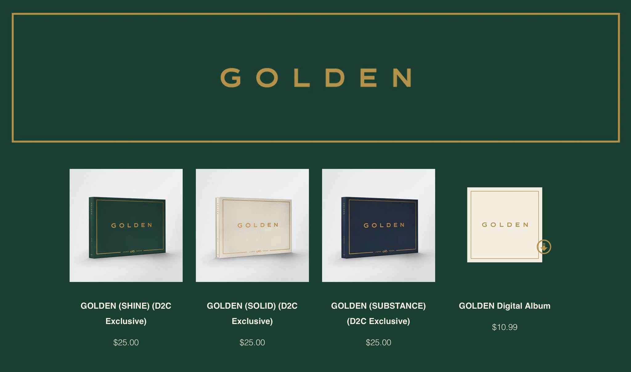 GOLDEN (SHINE) (D2C Exclusive) – Official BTS Music Store