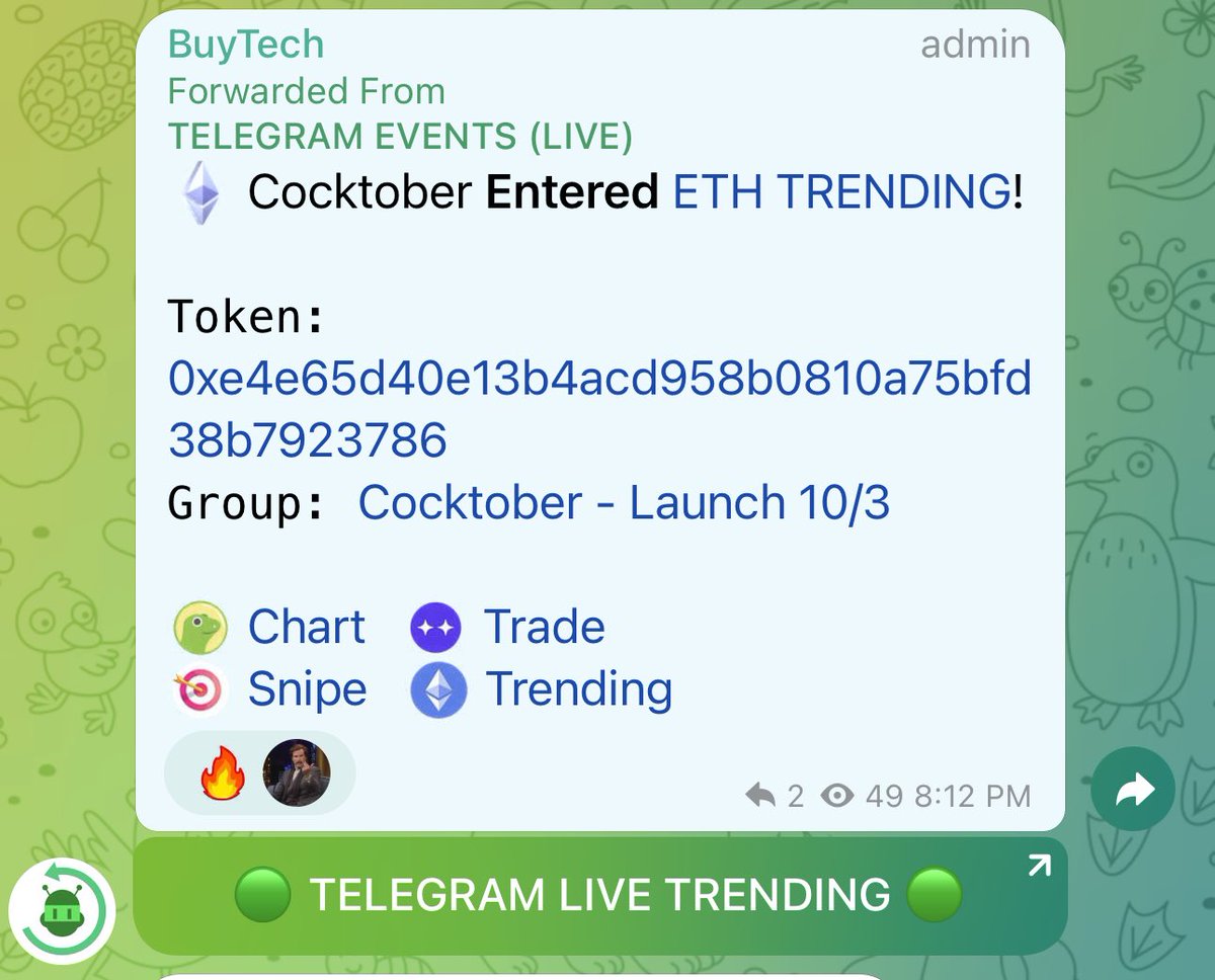 Trending begins 📈 

No longer flagged as a honey. Pump it.

Chart: dextools.io/app/en/ether/p…
TG: t.me/erccocktober