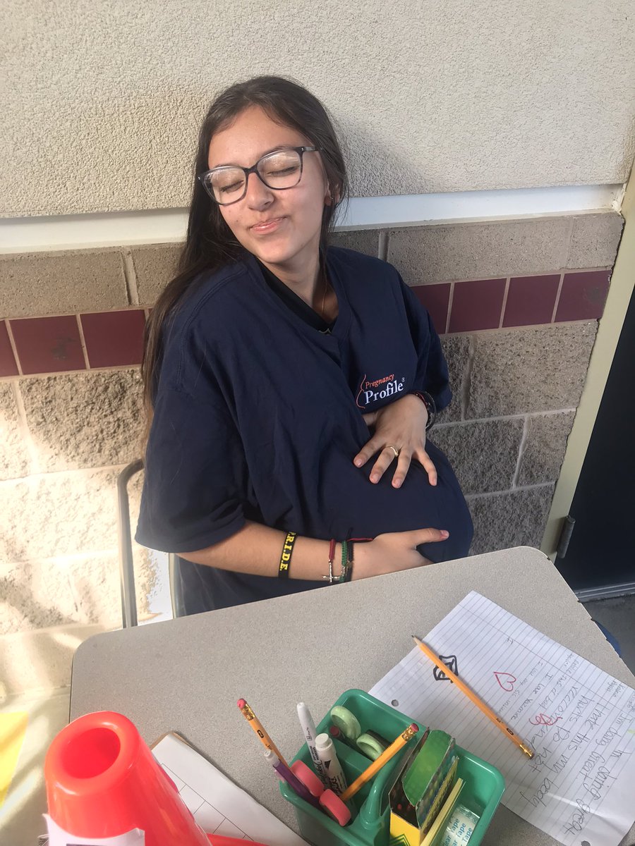 FCS in Action!  Child Development Students- The “Pregnancy Experience” 7 different tasks to do while wearing the pregnancy belly.  #bchspride #bchsed #muhsd