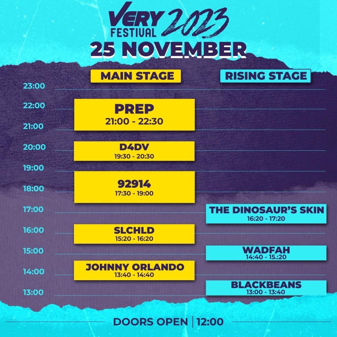 VERYRADIO's tweet photo. 👀 มาแล้ว!! ตารางเวลาแสดงของศิลปินใน VERY Festival 2023 ปีนี้ประกาศเร็วเพื่อให้ทุกคนได้เตรียมตัวกัน ศิลปินคนโปรดของคุณขึ้นแสดงเวลาไหน ไปเช็คกันได้เลย แล้วมาสนุกด้วยกันนะ 

* บัตรหนึ่งวัน 2900 บาท (จำนวนจำกัด)
* บัตรสองวัน 5600 บาท (จำนวนจำกัด)
* ซื้อได้ที่ https://t.co/pY1U7jCOsy https://t.co/8nYQAMYUim