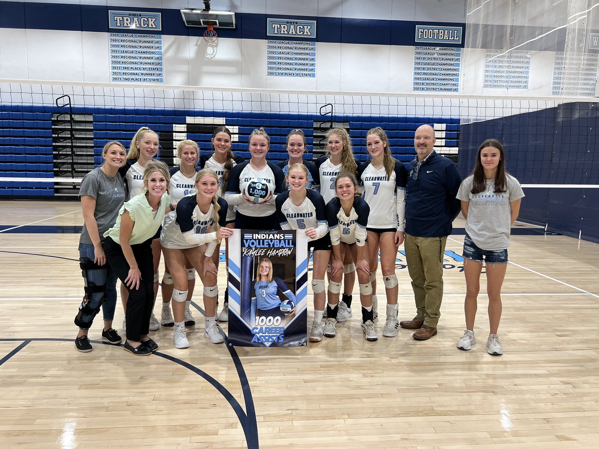 Kaylee Hampton from Clearwater reached her 1,000th career assist in volleyball tonight. #sportsinkansas