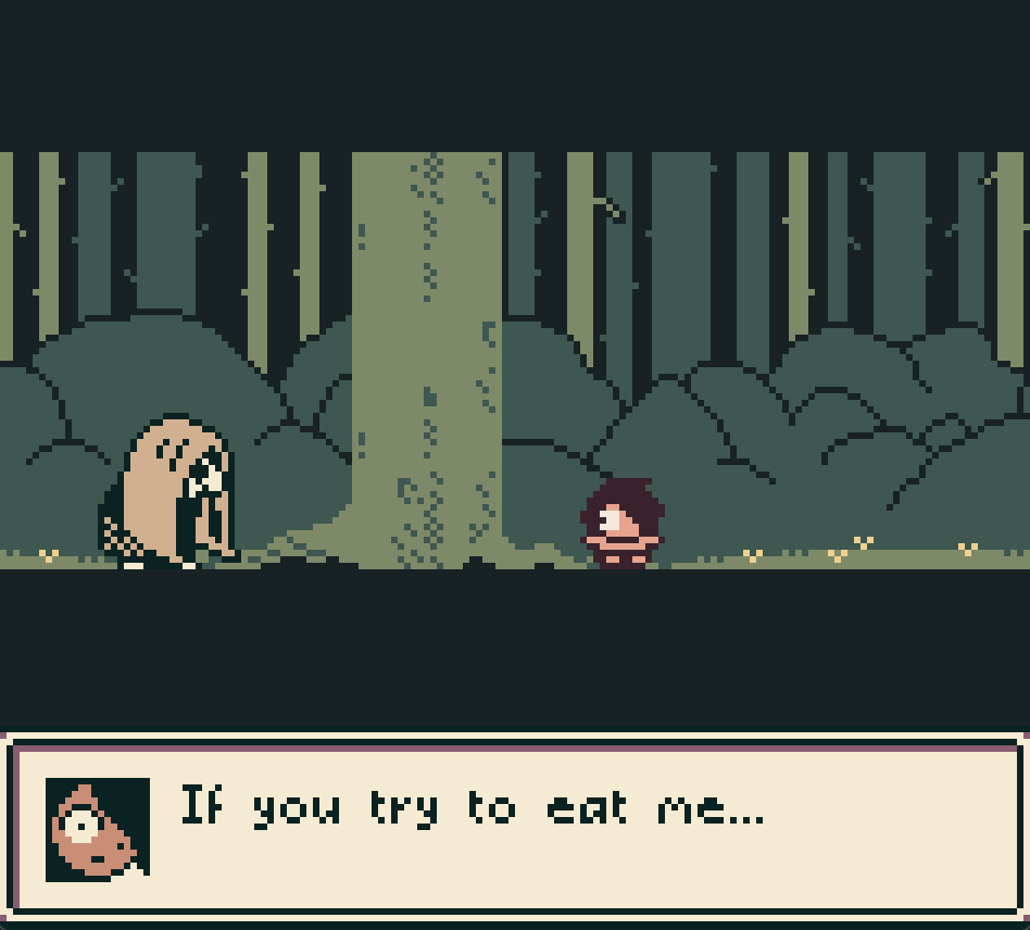 ArrogantGamer's tweet photo. Trollmother. Steeped in rich old-world magic vibes. An orphan raised by trolls in the woods. Lurk under bridges, work the mines, fall in love with forest creatures and townsfolk. Plumb the game's thoughtful depths... Then play it again! https://t.co/6ksi0seBcD #GameBoy #gbcompo23 https://t.co/SqkbRkPl5o