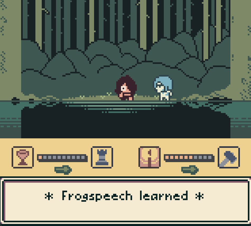 ArrogantGamer's tweet photo. Trollmother. Steeped in rich old-world magic vibes. An orphan raised by trolls in the woods. Lurk under bridges, work the mines, fall in love with forest creatures and townsfolk. Plumb the game's thoughtful depths... Then play it again! https://t.co/6ksi0seBcD #GameBoy #gbcompo23 https://t.co/SqkbRkPl5o