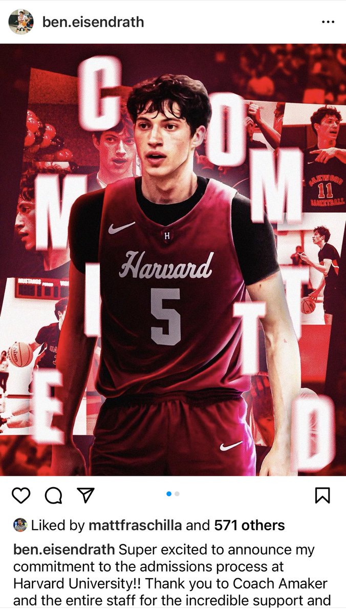 Fran Fraschilla (@franfraschilla) on Twitter photo Congrats to β¦<a href="/SouthKentHoops/">SouthKentHoops</a>β© Ben Eisendrath on his commitment to β¦<a href="/HarvardMBB/">Harvard Menβs Basketball</a>β©. He plays & looks like Kirk Hinrichβs βlittle brother.β #hoopsjunkie Congrats to β¦<a href="/SouthKentHoops/">SouthKentHoops</a>β© Ben Eisendrath on his commitment to β¦<a href="/HarvardMBB/">Harvard Menβs Basketball</a>β©. He plays & looks like Kirk Hinrichβs βlittle brother.β #hoopsjunkie
