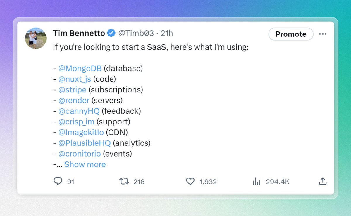 Timb03's tweet image. Last post about tools got over 3K bookmarks 😲

If you're starting a SaaS, they'll get you far.

Here's why:

➜ Code: @nuxt_js

Nuxt is a full stack framework built on top of Vue.

You can build full stack applications (front &amp;amp; backend) very quickly.

Their community is amazing…