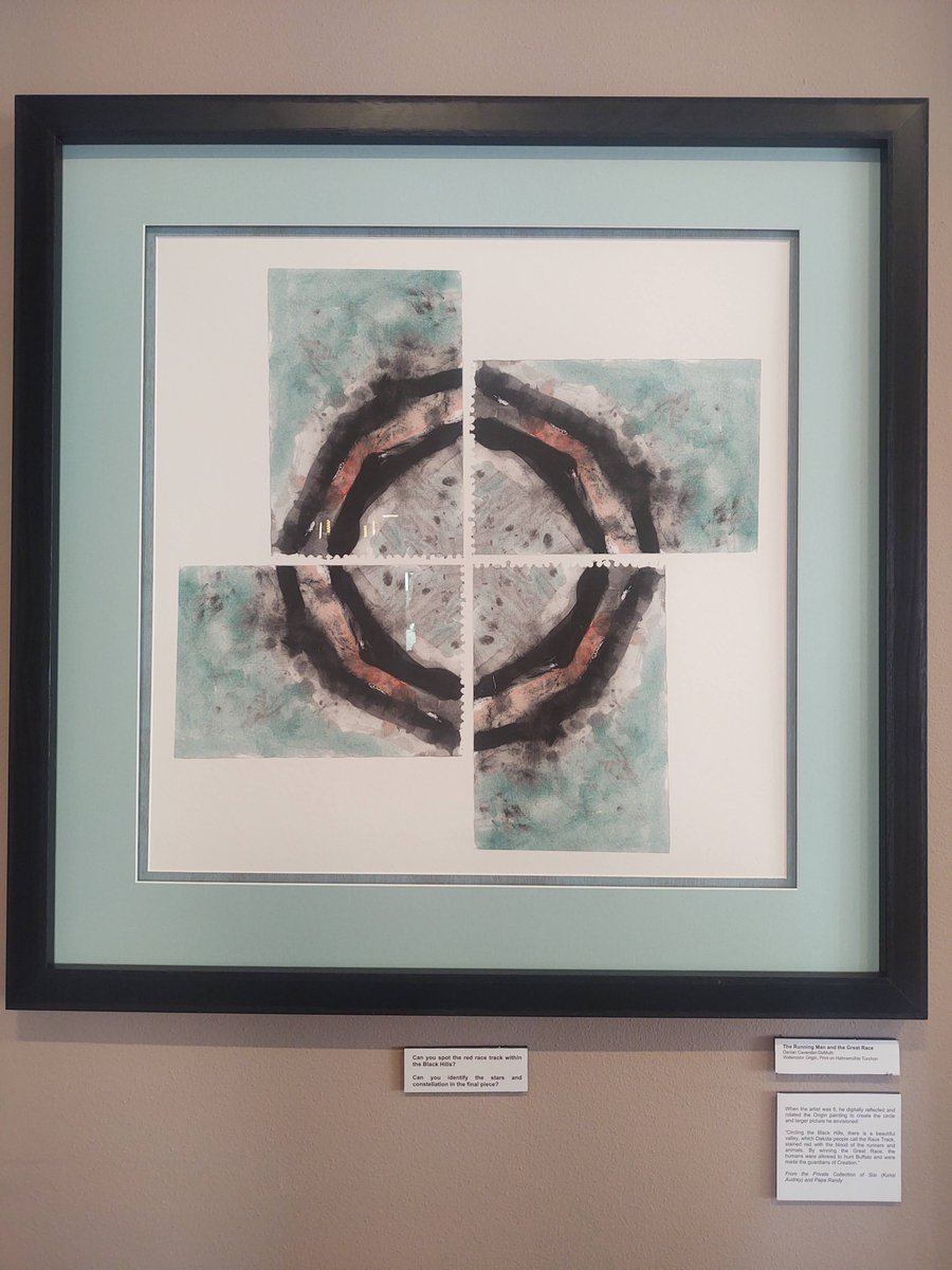 sungcinca's tweet photo. @axiom_space3 @TransientLabs @niftygateway @joynxyz @Axiom_Space @SamuelReidGEC Running Man is a digital work made by my 8-year old son from a watercolor he made when he was 4-years old. It is an ariel view of the Sacred Race Track around Paha Sapa, the Black Hills, and reflects the celestial procession of the big dipper around the North Star. https://t.co/IHCdbf22fR