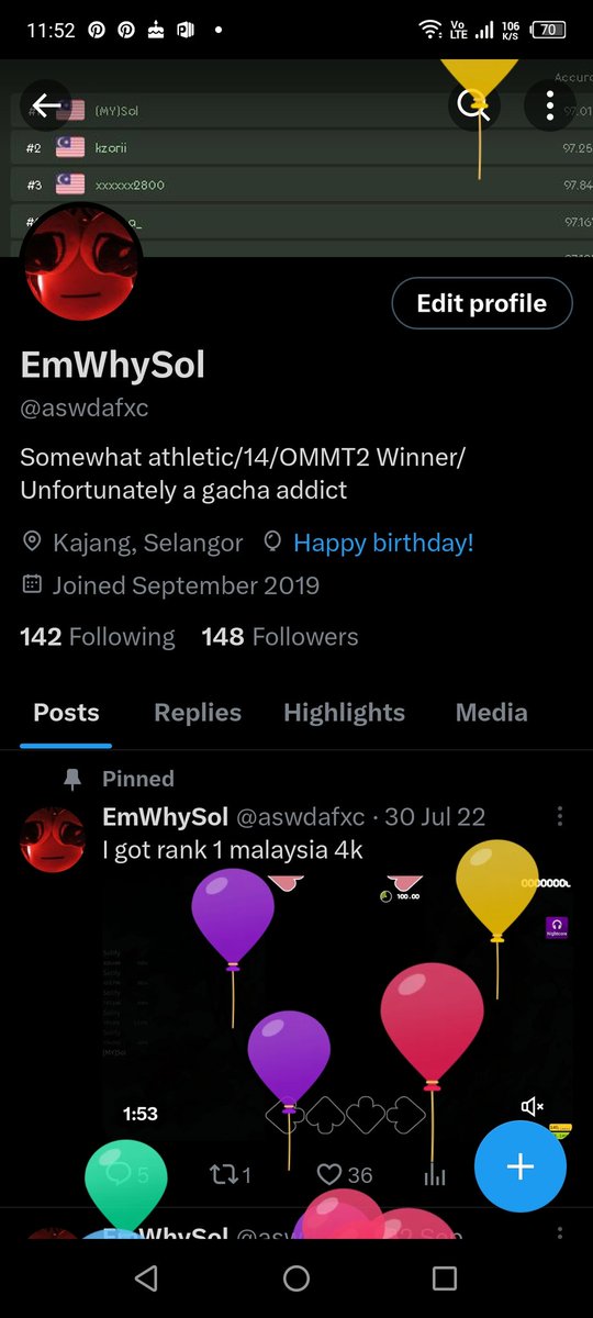 aswdafxc's tweet photo. why are there balloons i think i got hacked help https://t.co/9J1PdaaIqX