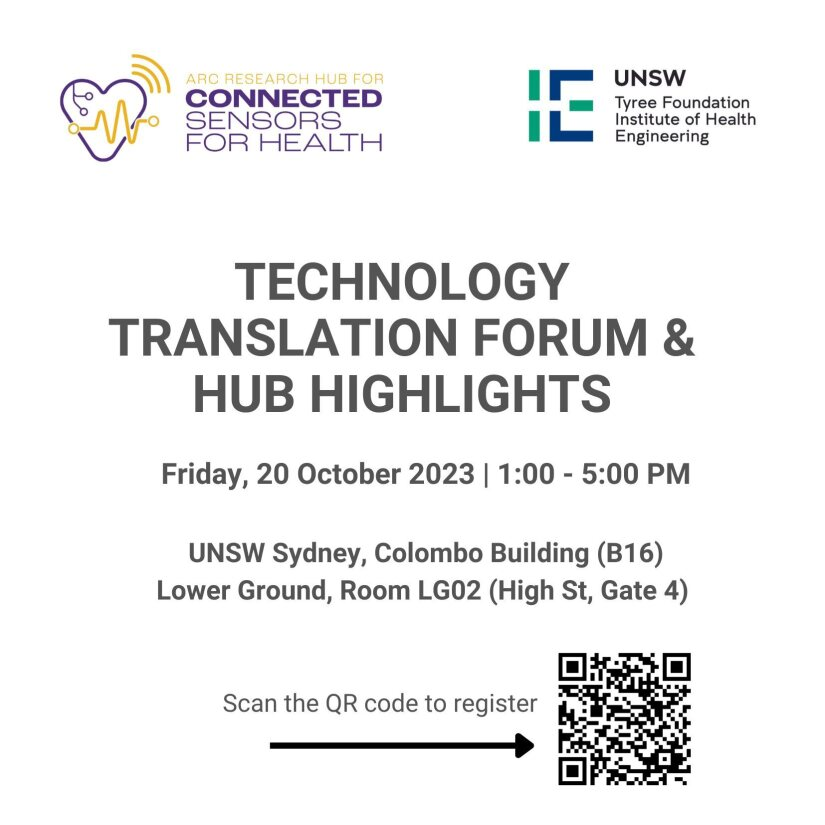 UNSW Tyree IHealthE (@tyreeihealthe) on Twitter photo 🔊Exciting news!
We are teaming up with <a href="/ARC_Hub_Sensors/">ARC Research Hub Connected Sensors for Health</a> for Technology Translation Forum & Hub Highlights! Join us for a panel discussion, a project showcase, networking, and refreshments.
📅Oct 20, 2023
⏰1pm-5pm
🔗Read more and register bit.ly/3ZDijyB
All are welcome. 🔊Exciting news!
We are teaming up with <a href="/ARC_Hub_Sensors/">ARC Research Hub Connected Sensors for Health</a> for Technology Translation Forum & Hub Highlights! Join us for a panel discussion, a project showcase, networking, and refreshments.
📅Oct 20, 2023
⏰1pm-5pm
🔗Read more and register bit.ly/3ZDijyB
All are welcome.