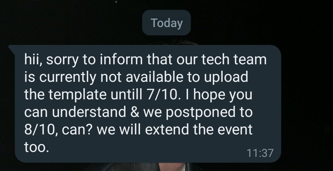 [help RT &amp; share😭]
Hey everyone! Sorry for the sudden announcement. The event is postponed due to the technical problems from KPIX🥲 Sorry for the inconvenience caused🙏🏼

pls help to spread the words tysm!

NEW DATE - 8/10 till 22/10

#pasarnctmy #pasarnct #127FactCheckinMY