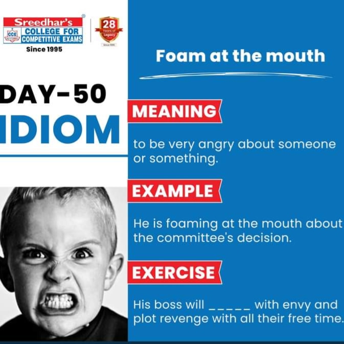 sreedharsccetpt's tweet photo. ✅ Daily One Idiom 💯
Join Sreedhar's CCEInstitute
For Admissions, Reach out at 9849160043
#sreedharscce #idiom #idioms #english #vocabulary #learnenglish #grammer #englishgrammer #speakenglish #proverbe #dailyoneidiom #englishpartner #bankingenglishvocabulary #banking #banking https://t.co/LQr5VwILmG