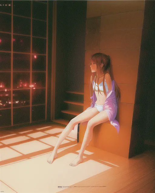 "..sobering up slightly after a long walk down her short hallway, she stares out over the eternal city lights, involuntarily reminiscing about good times.."

..click ALT to read the rest!.. a picture's truly worth a thousand words!

#anime #waifu #fiction #influentialish #art