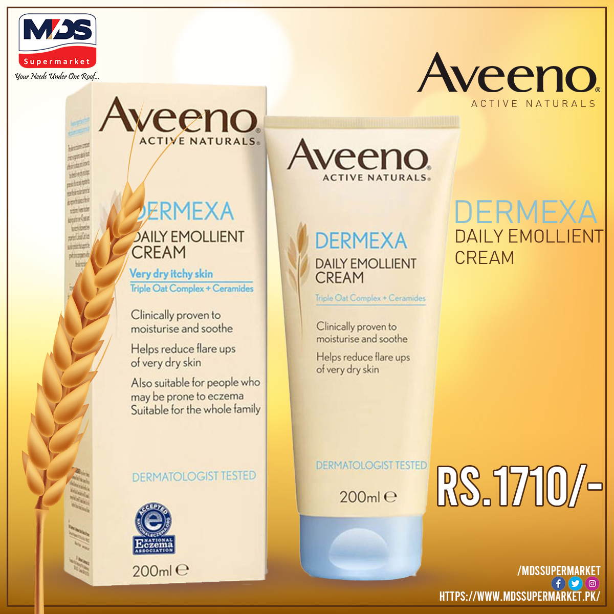 **Revive Your Skin's Radiance with Aveeno Daily Emollient Cream! 🌼**

Branch 1: Toghi Road Quetta.
Tel: 081-2823444

Branch 2: Quarry Road, Quetta.
Tel: 081-2823420

Email: info@mdssupermarket
Website: mdssupermarket.pk

#Aveeno #SkinCare #EmollientCream #MDSsupermarket