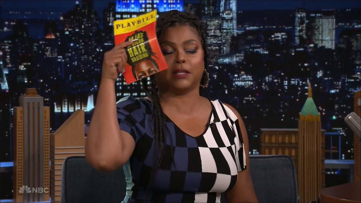 'If you want to know how black hair works, come see the play!': @tarajiphenson.
#FallonTonight #JaJasAfricanHairBraiding