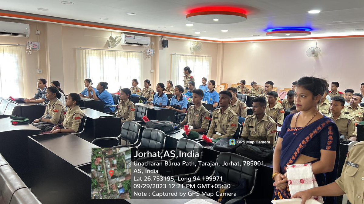 CEEahmedabad's tweet photo. An interactive workshop on #RoadSafety under #bcrsc was held with NCC Cadets of Jorhat city on Sept 29, where 50 NCC cadets participated. GRSP Programme Manager Mr Kim Beng Lua addressed the cadets &amp; told #youthengagement is one of the strong pillars for road safety. https://t.co/HmuzwjidHz