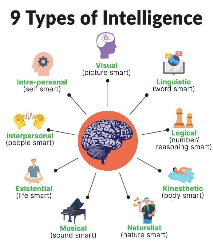 TheBetterPath_'s tweet image. 9 Types of Intelligence.