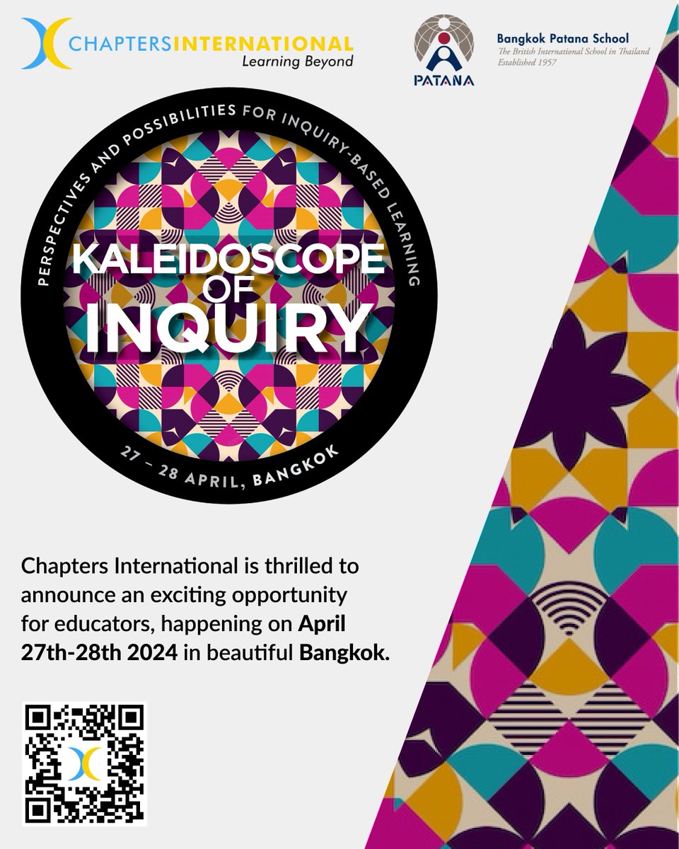 ChaptersInt's tweet image. Chapters International is thrilled to announce an exciting opportunity for educators on April 27th-28th, 2024, in Bangkok. @kjinquiry @trev_mackenzie @AnnevanDam1966 @SaraKAhmed @PatanaCPL
For more information: chaptersinternational.com/conference.php 

#inquiry  #inquirybased #selfinquiry