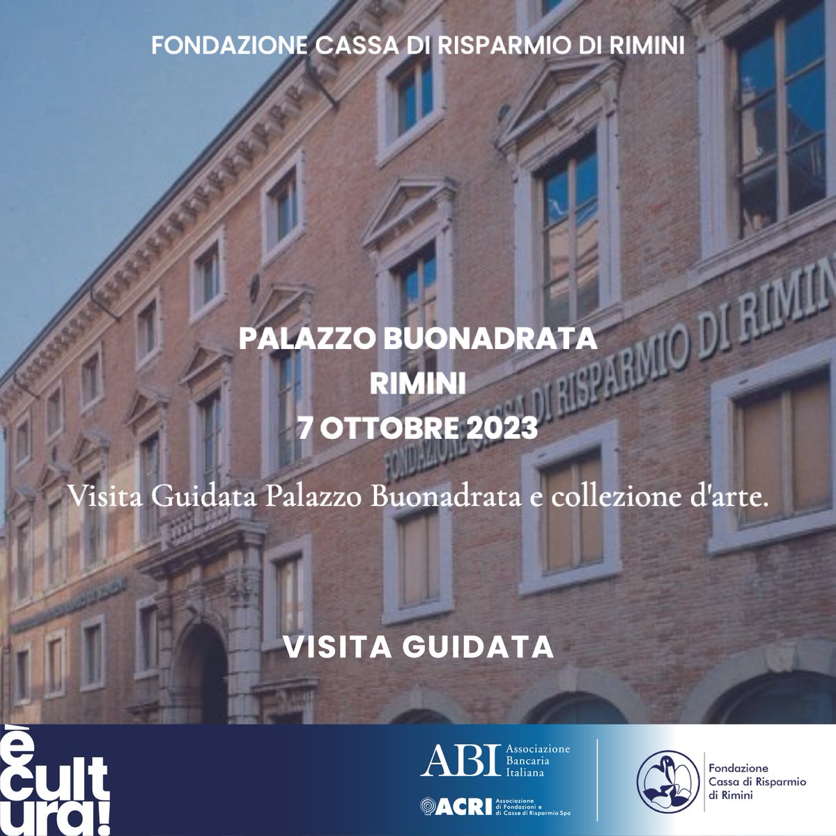 Fondazione Cassa di Risparmio di Rimini partecipa a è cultura! la nuova grande manifestazione promossa da ABI e ACRI.  Scopri tutti i dettagli e prenota la tua visita consultando il palinsesto su: bit.ly/3Q10sy8
#ècultura #èculturadavivere