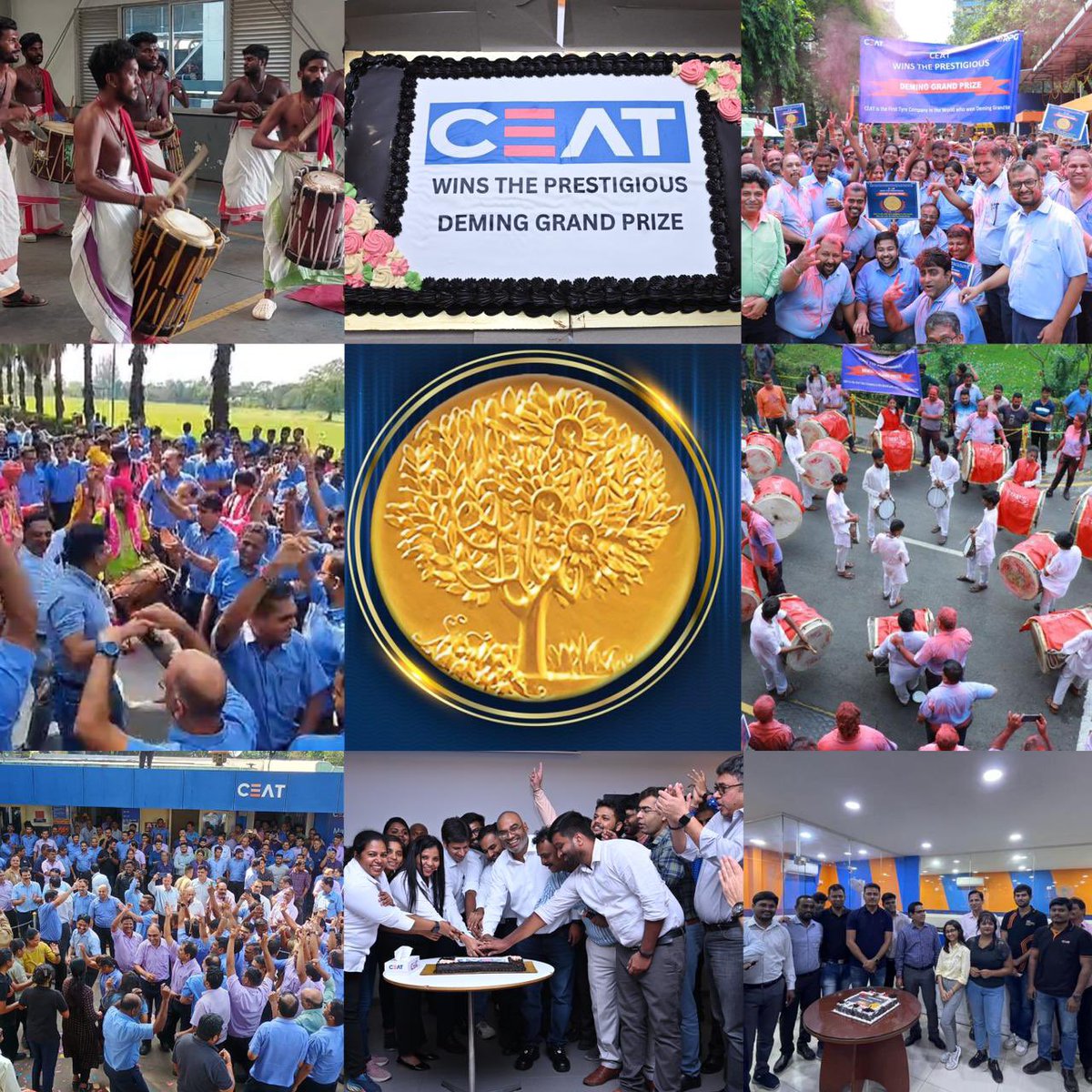 Arnab4691Arnab's tweet photo. Outpouring of emotions across CEAT establishments on winning the Deming Grand prize for 2023, as determined by  JUSE. It is a testimony to the efforts of all members, past and present, to keep the customer at the centre of our lives and collaborate. Always. https://t.co/ImXDrh9rDB