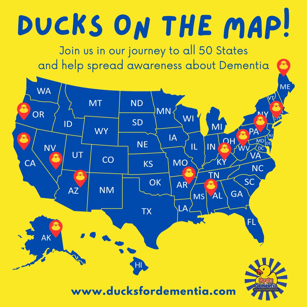 Here are some of the amazing states we’ve donated to so far. Be part of the Ducks for Dementia journey to all 50 States!

Please visit our website to learn more 👇

💻 ducksfordementia.com
.
.
.
#ducksfordementia #dementia #dementiaawareness #alzheimers #earlyonsetdementia