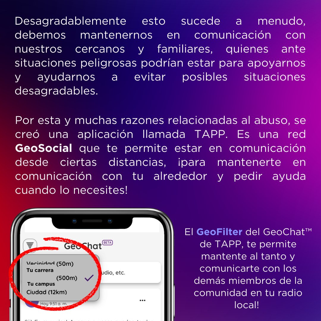 TappApp1's tweet photo. Por esto y mas motivos, hemos puesto el enfoque de TAPP en eliminar esto tanto en Puebla como en muchos otros lugares.
-
¡Descarga el app y comparte esto a tus amigxs quienes les importa tu bienestar!
-
#GeoChat #TAPP #acoso #violenciadegenero #mujeres #cdmx #merida #puebla https://t.co/uSX0W7g7xP