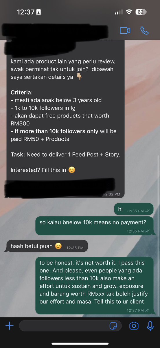 Spill the tea time. 

Dah la suruh i involvekan anak i. Lepas tu tak ada payment? Are you kidding me? Exposure tak boleh bayar my bill. Money, yes. I don’t care product tu up to RM1,000 worth sekalipun.