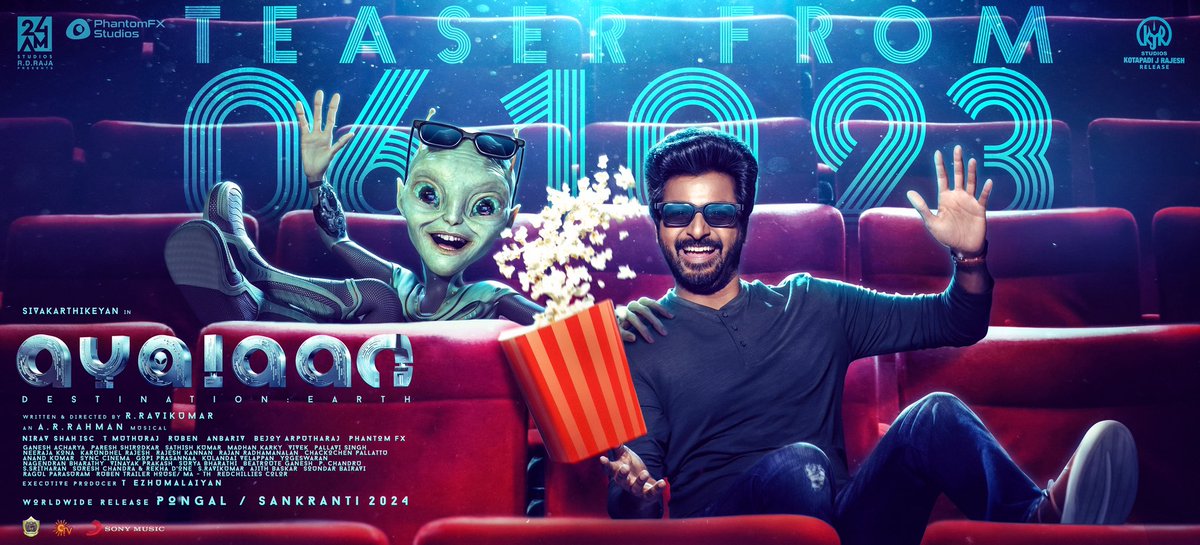 Teaser from 06.10.23 #Ayalaan @Siva_Kartikeyan @TheAyalaan @arrahman @Ravikumar_Dir @kjr_studios @24amstudios @Phantomfxstudio @Rakulpreet @ishakonnects @iYogiBabu #Niravshah @KalaiArasu_ @AntonyLRuben @anbariv @gopiprasannaa @Pallavi_offl @sonymusicsouth @DoneChannel1