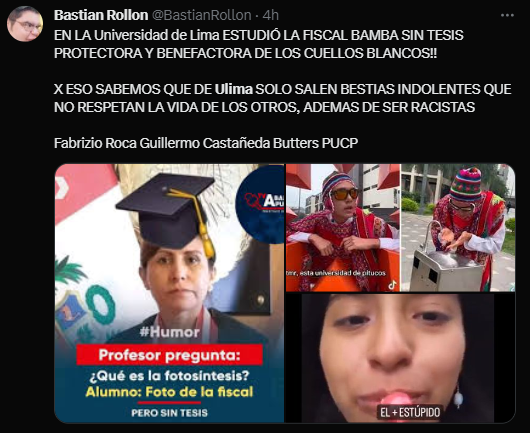 julgolero_'s tweet photo. Ocurre un suceso lamentable en la Universidad de Lima
La izquierda en corto:

El nivel de pobredumbre moral de esta gente, el querer sacar rédito político a base de desgracias (lo cual llevan haciéndolo desde siempre) es simplemente despreciable. https://t.co/mR1zUsmyDy